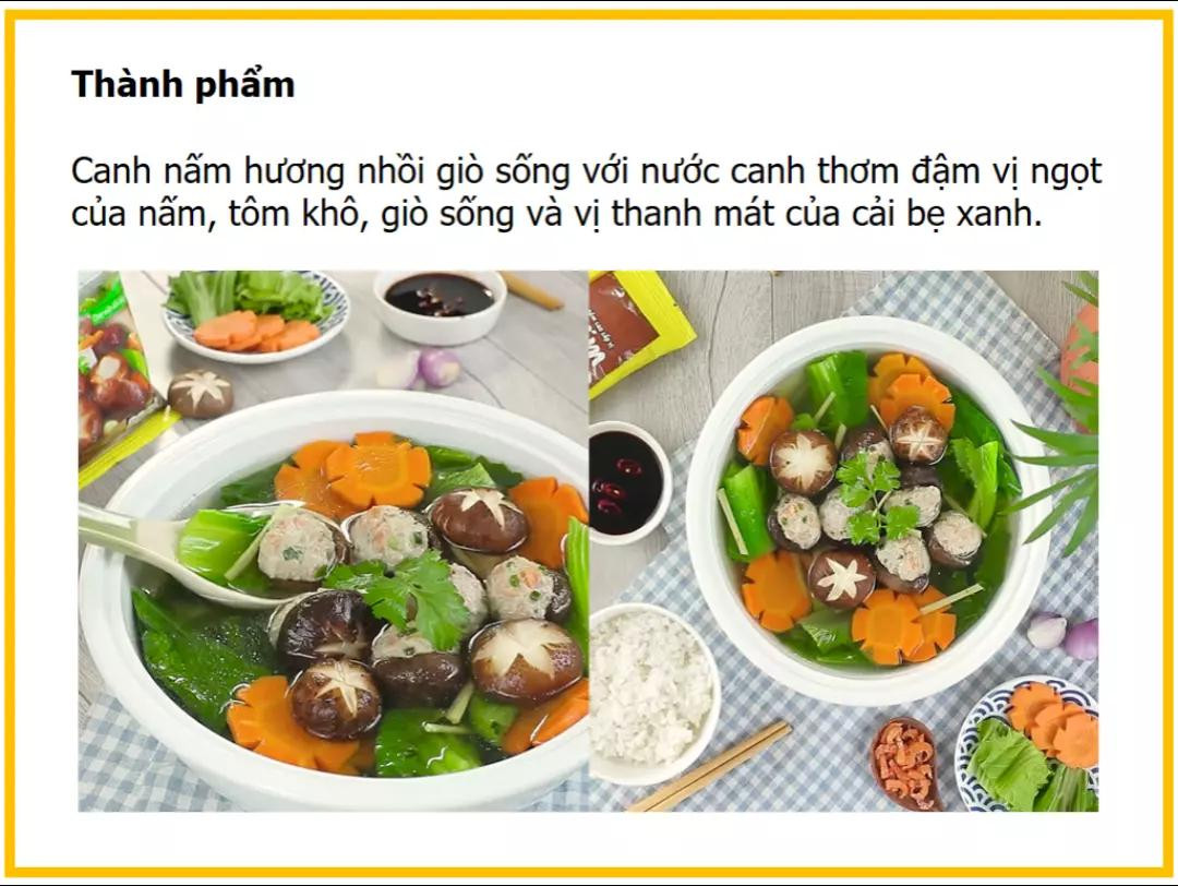 công thức làm nấm hương nhồi giò sống.