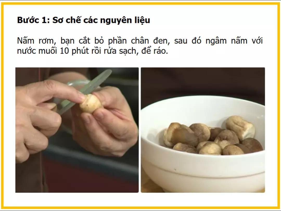 công thức làm nấm rơm kho chao