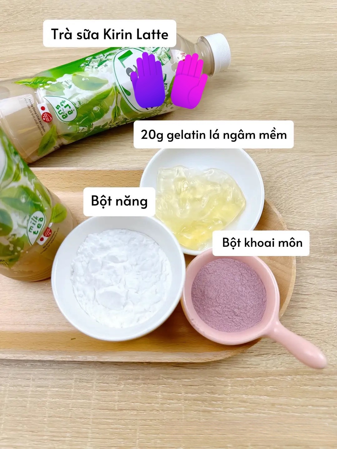 công thức làm pudding trà sữa đóng chai mix khoai môn.