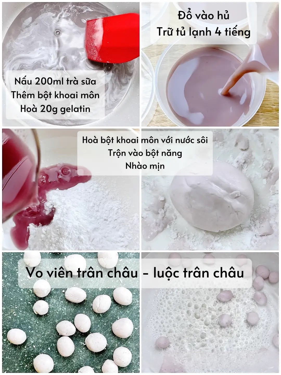 công thức làm pudding trà sữa đóng chai mix khoai môn.