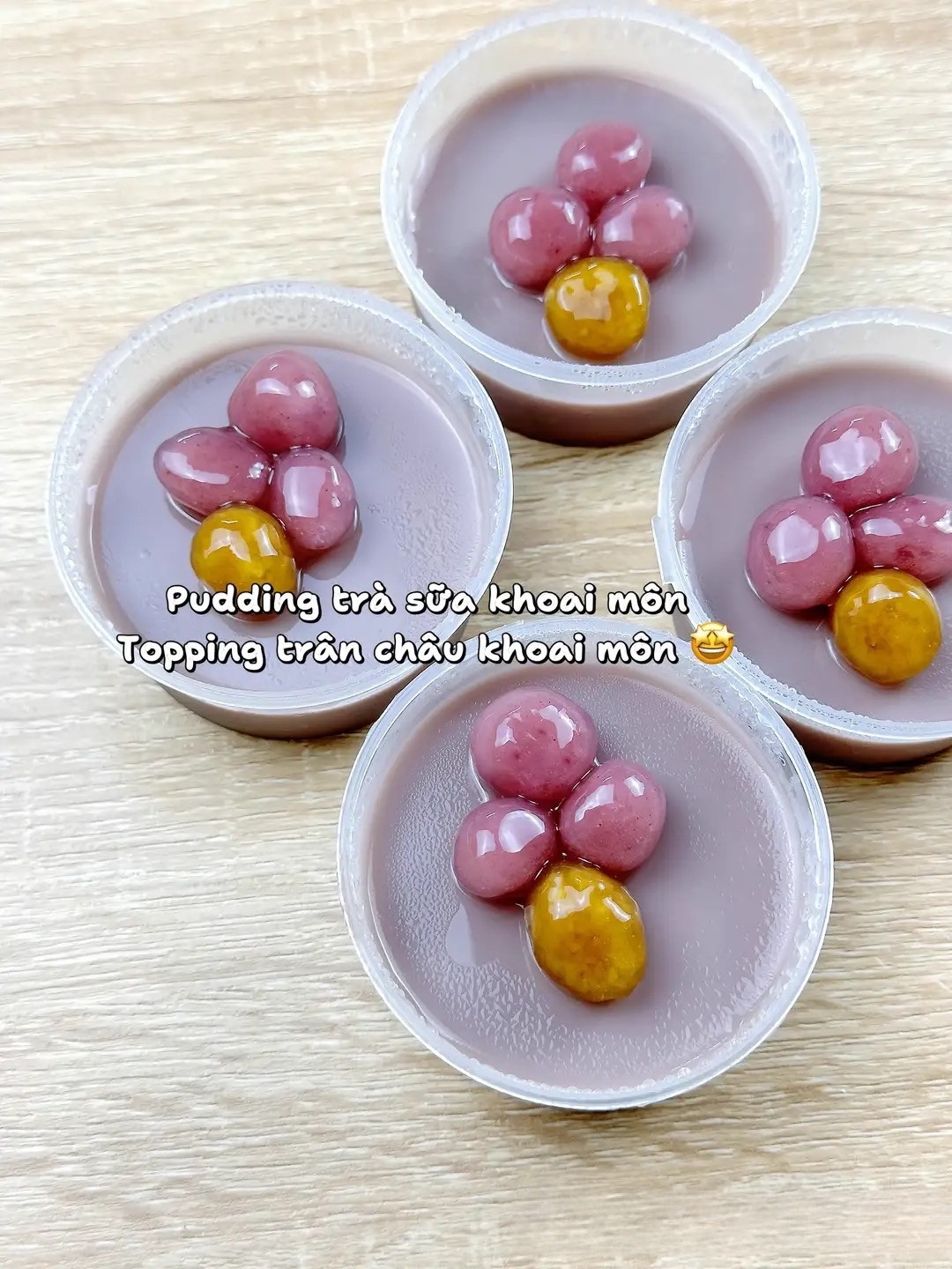 công thức làm pudding trà sữa đóng chai mix khoai môn.