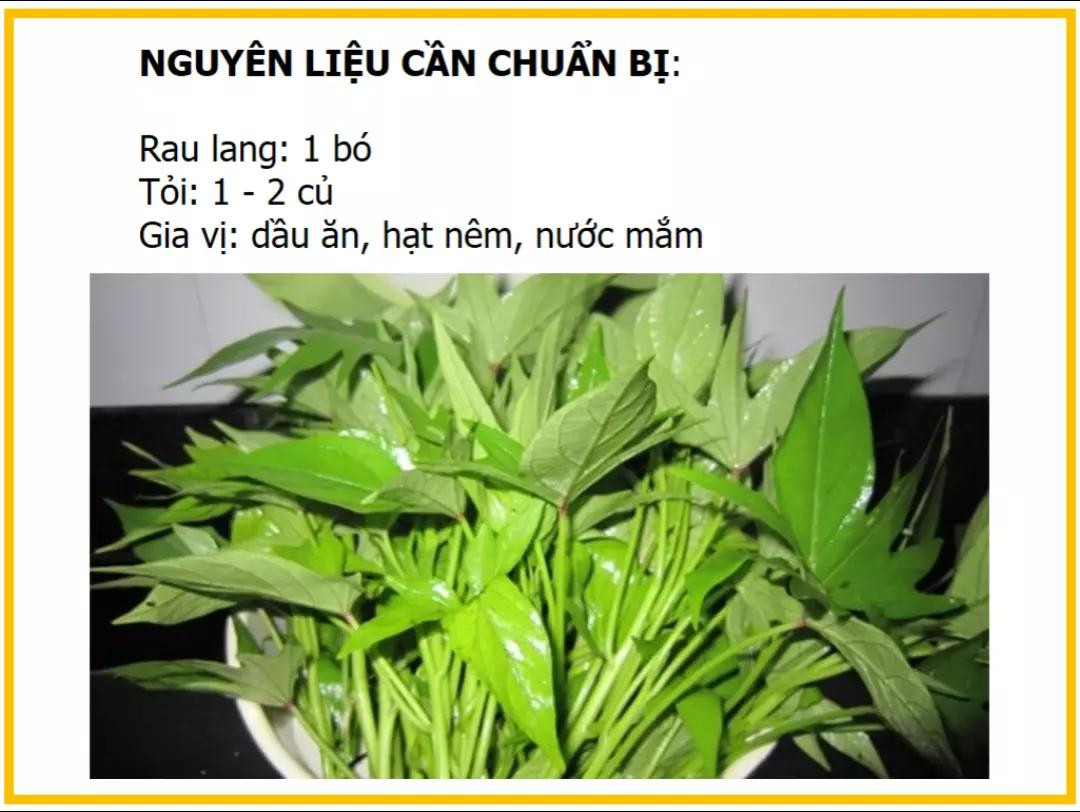 công thức làm rau lang xào tỏi