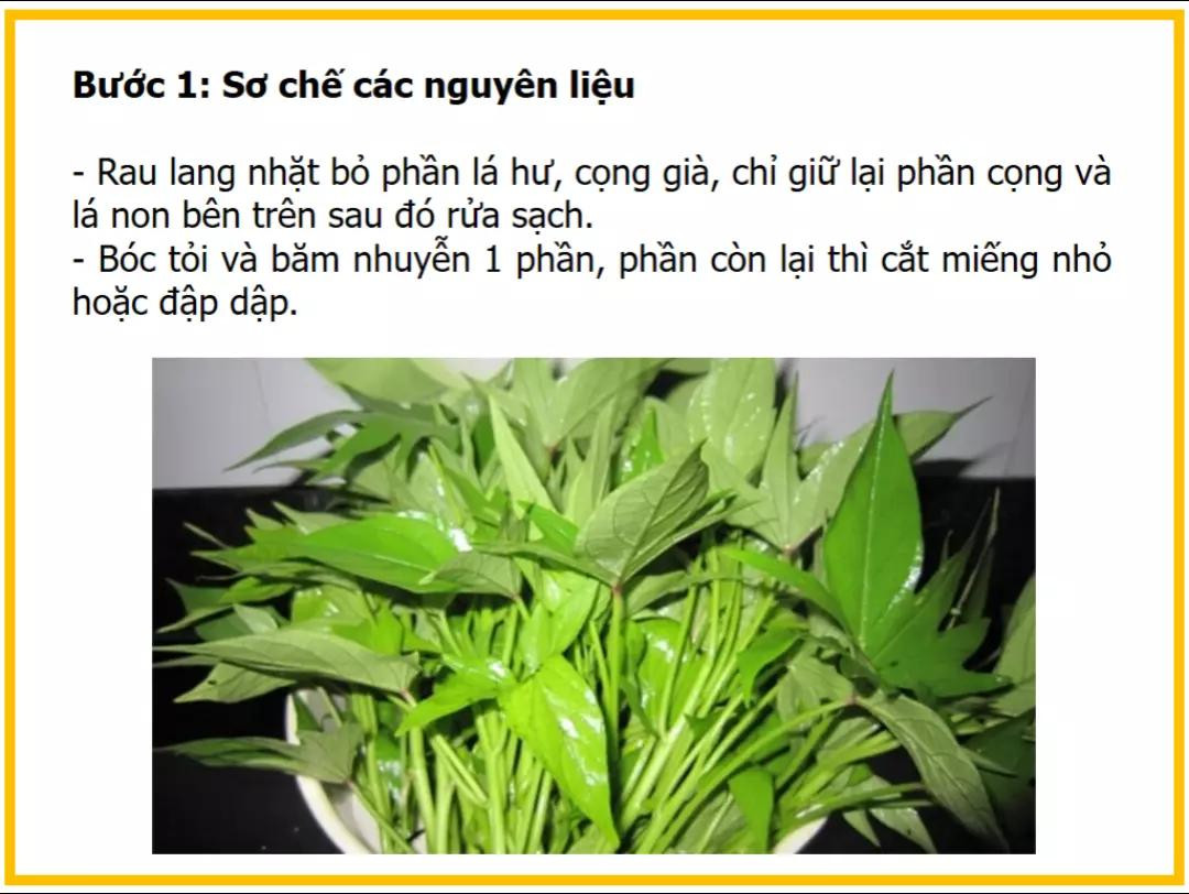 công thức làm rau lang xào tỏi