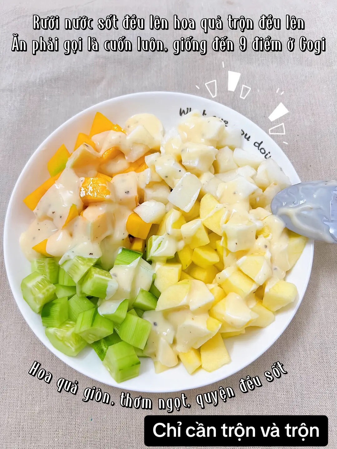 công thức làm Salad hoa quả bản dupe