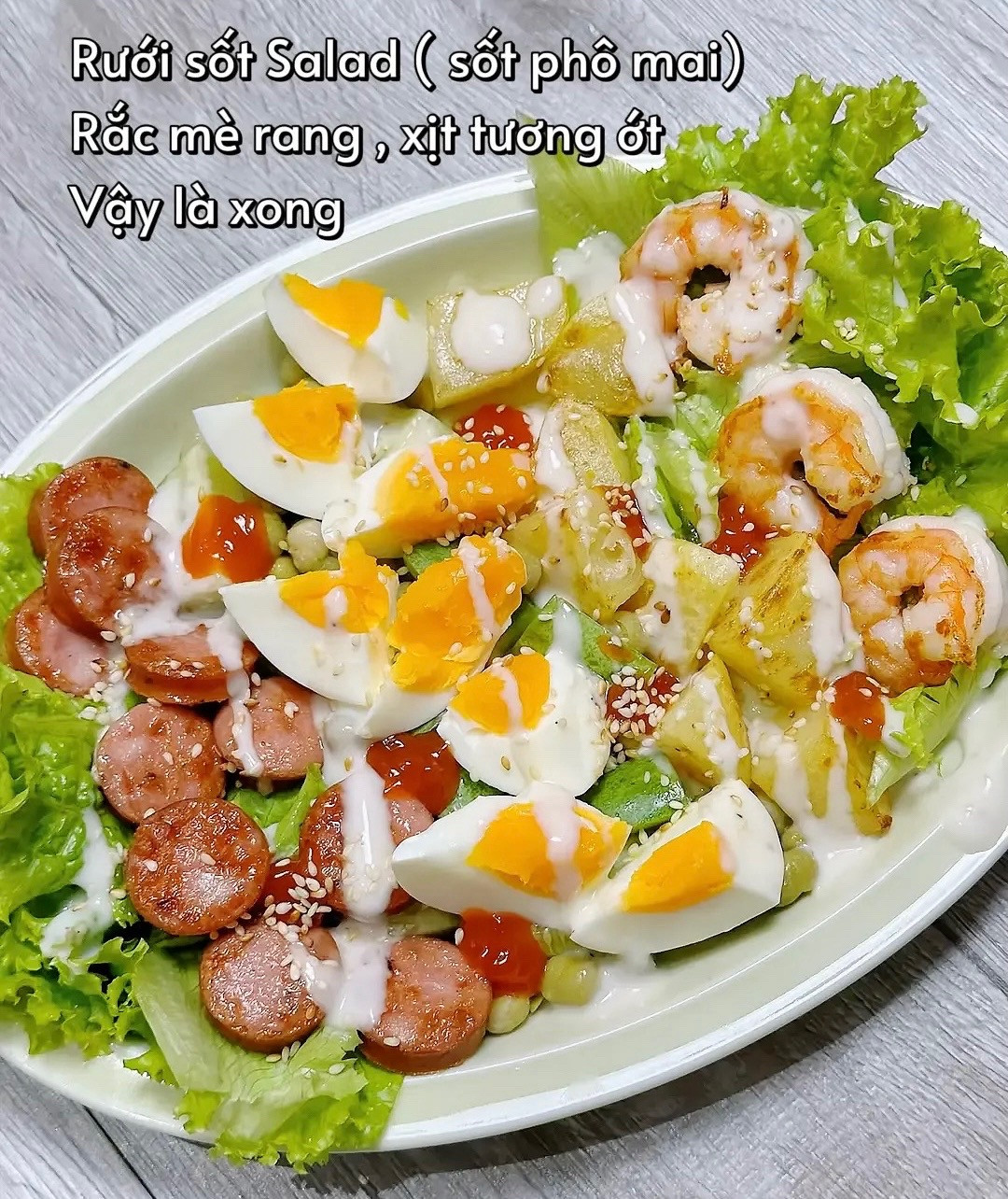 công thức làm Salad trứng tôm giảm cân