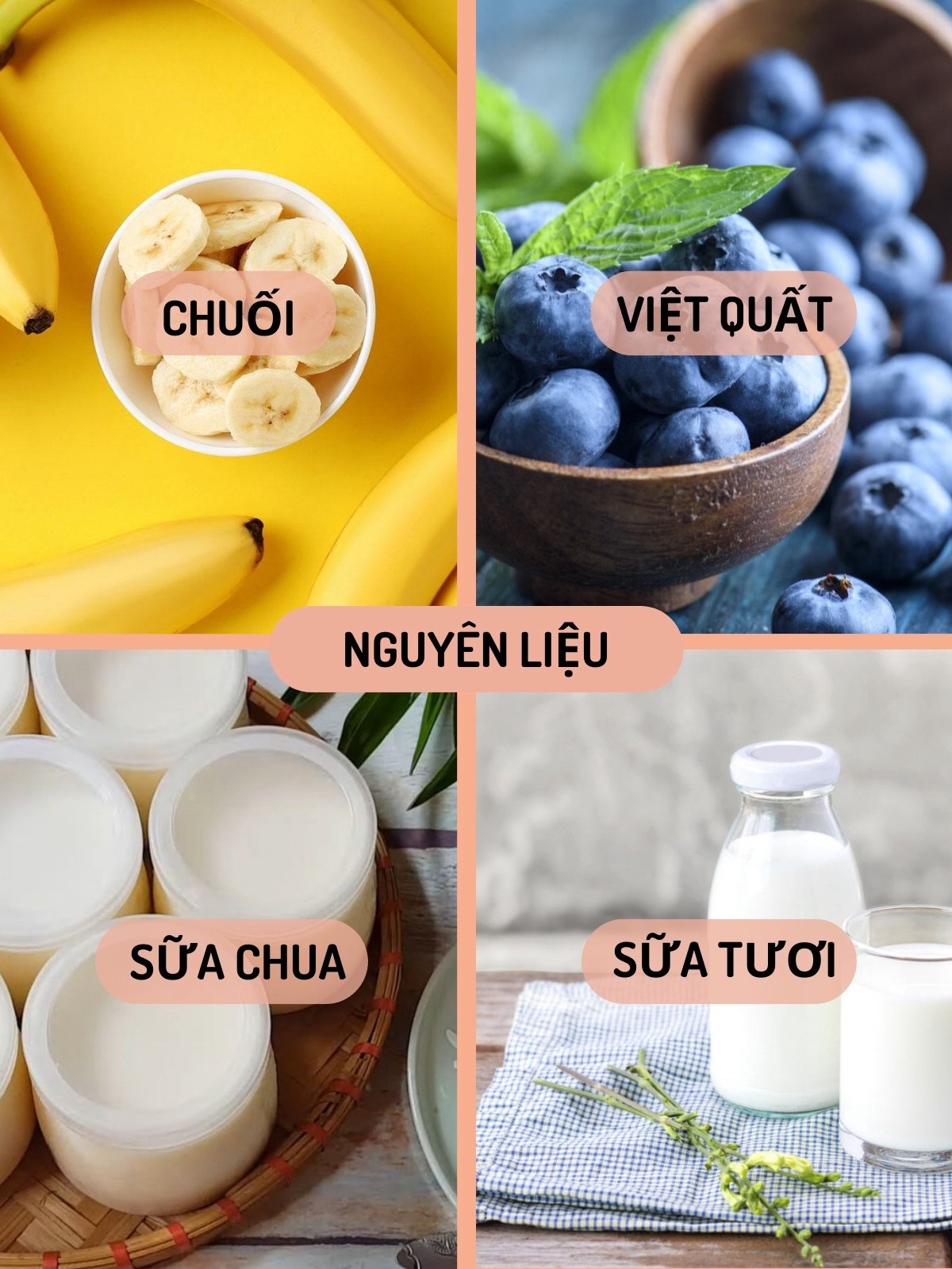 công thức làm sinh tố việt quất chuối.