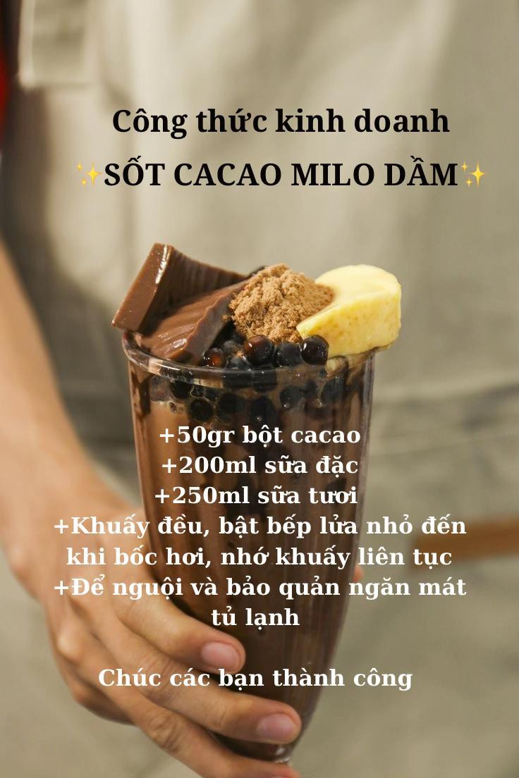 Công thức làm sốt cacao milo dầm.