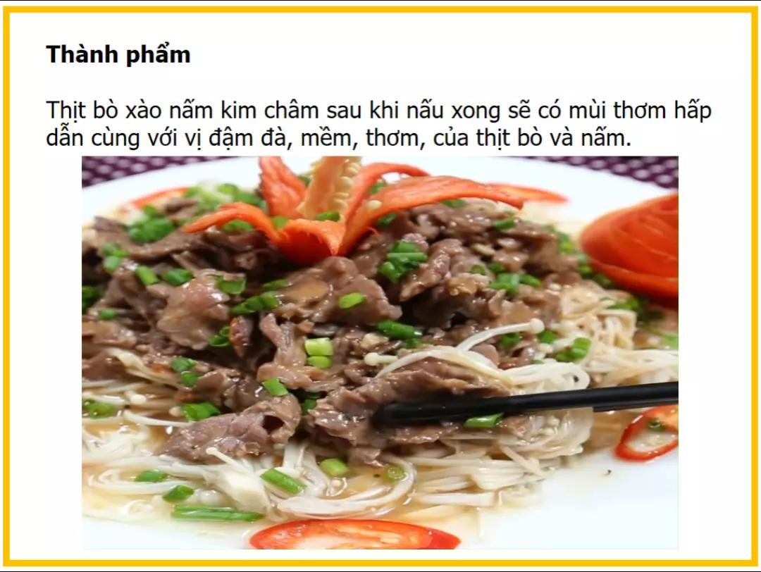 Công thức làm thịt bò xào nấm kim châm