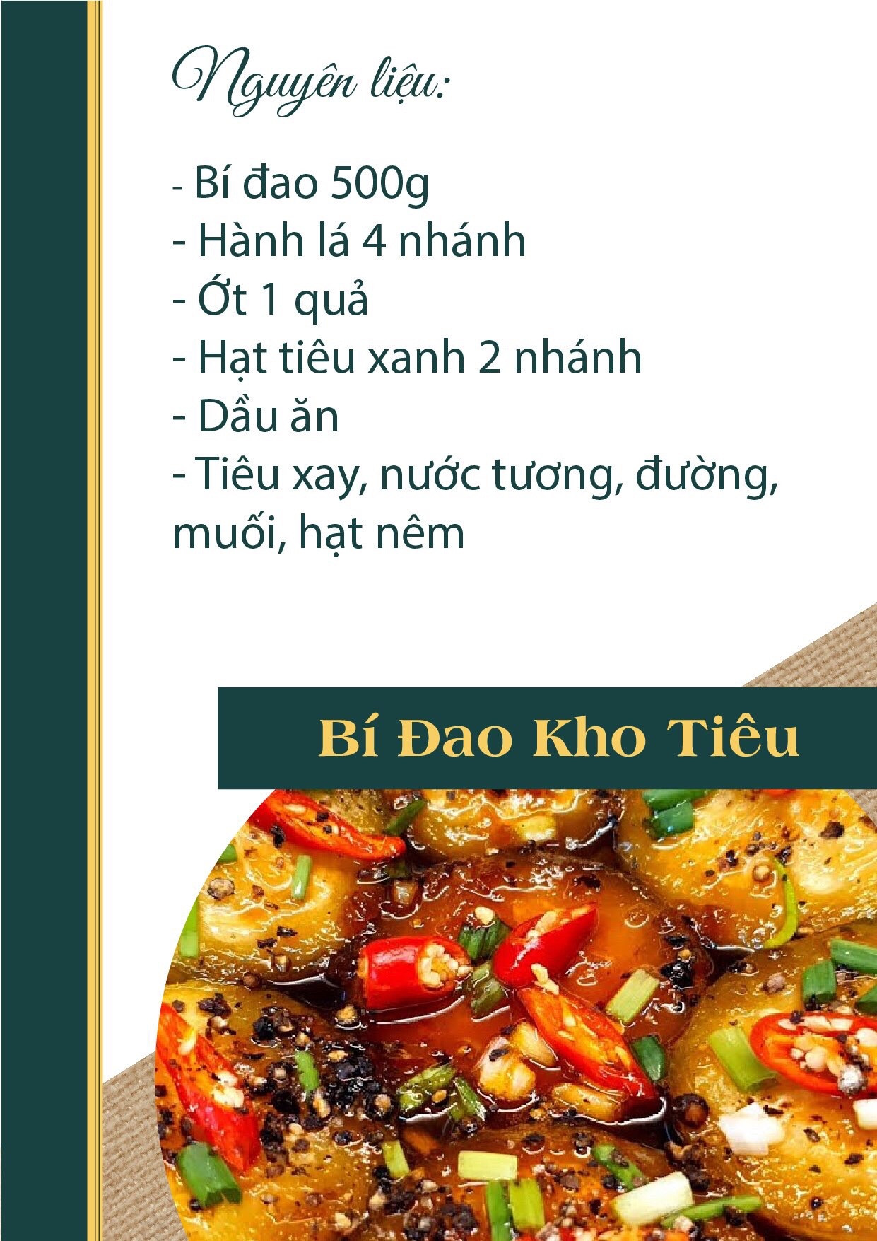 Công thức nấu ăn chay: món bí đao kho tiêu.