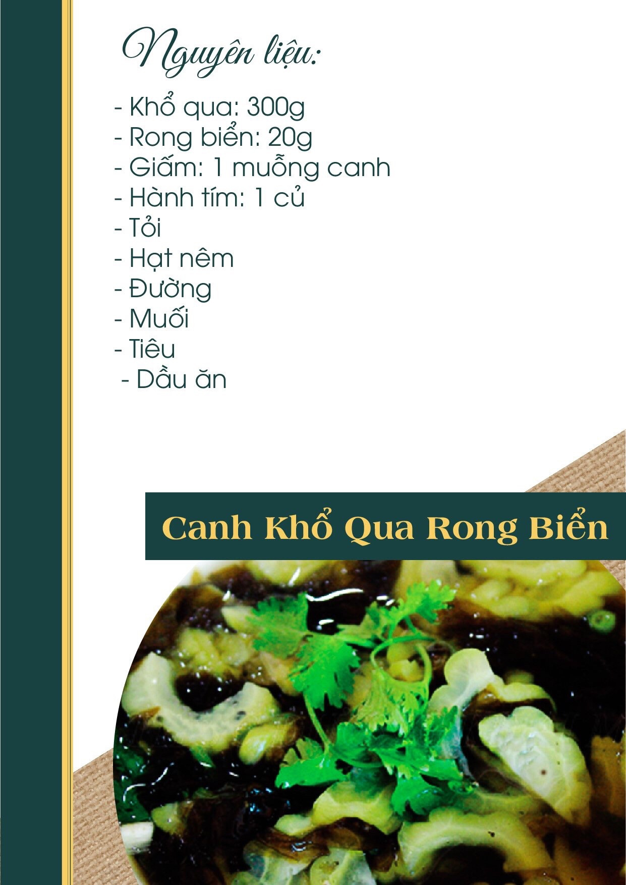 Công thức nấu ăn chay món: canh khổ qua rong biển.