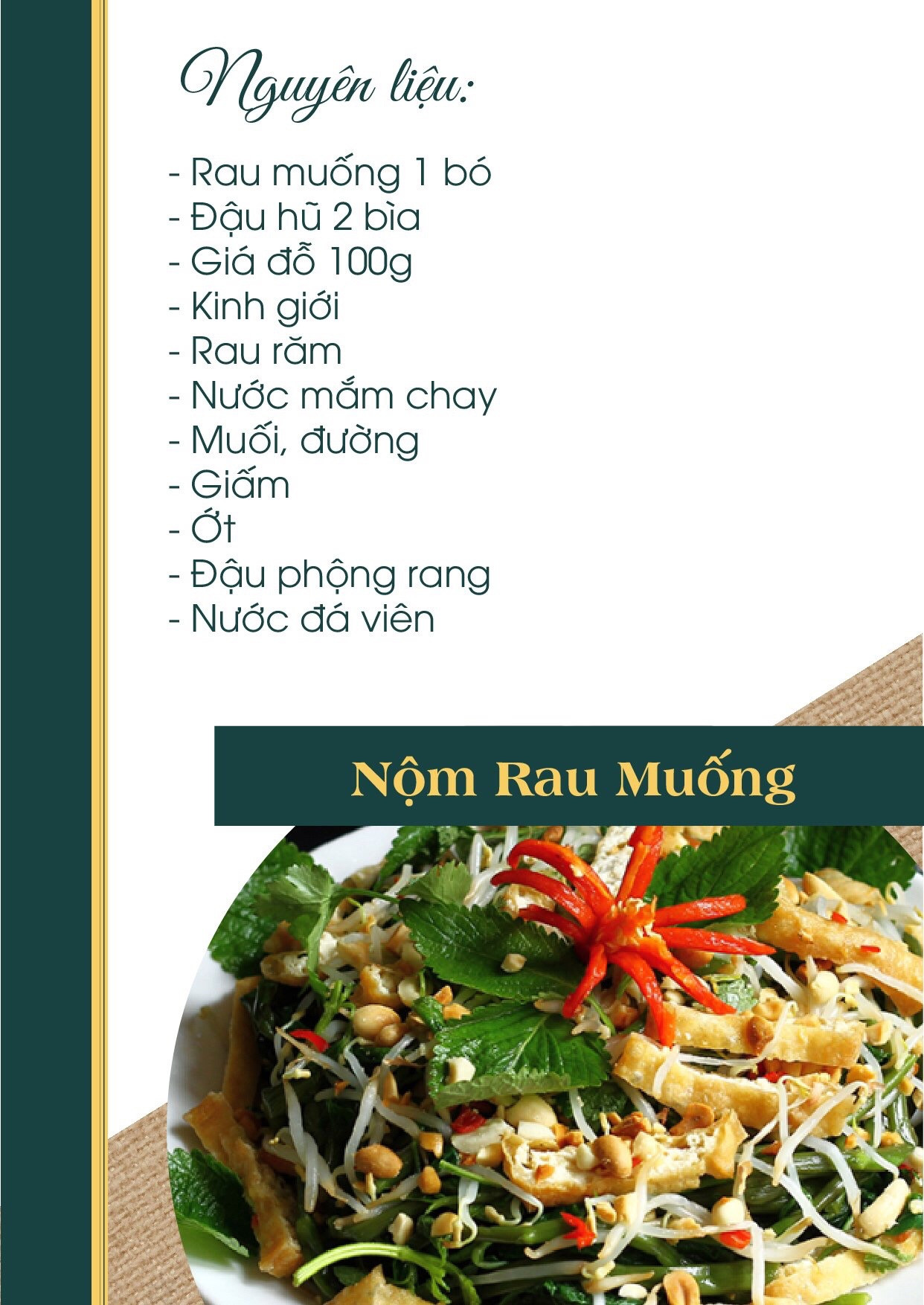 Công thức nấu ăn chay món: nộm rau muống.