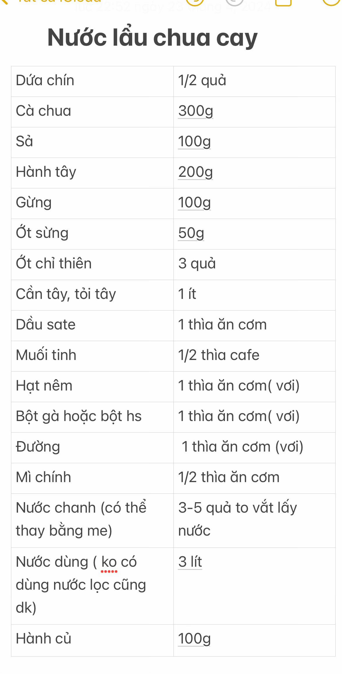 công thức nước lẩu hải sản chua cay