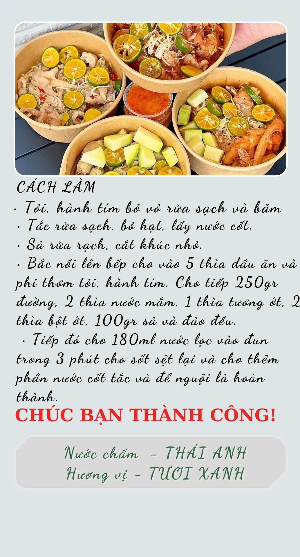 Công thức nước sốt chân gà sốt thái