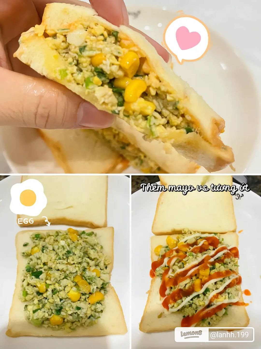 công thức sandwich ngô trứng