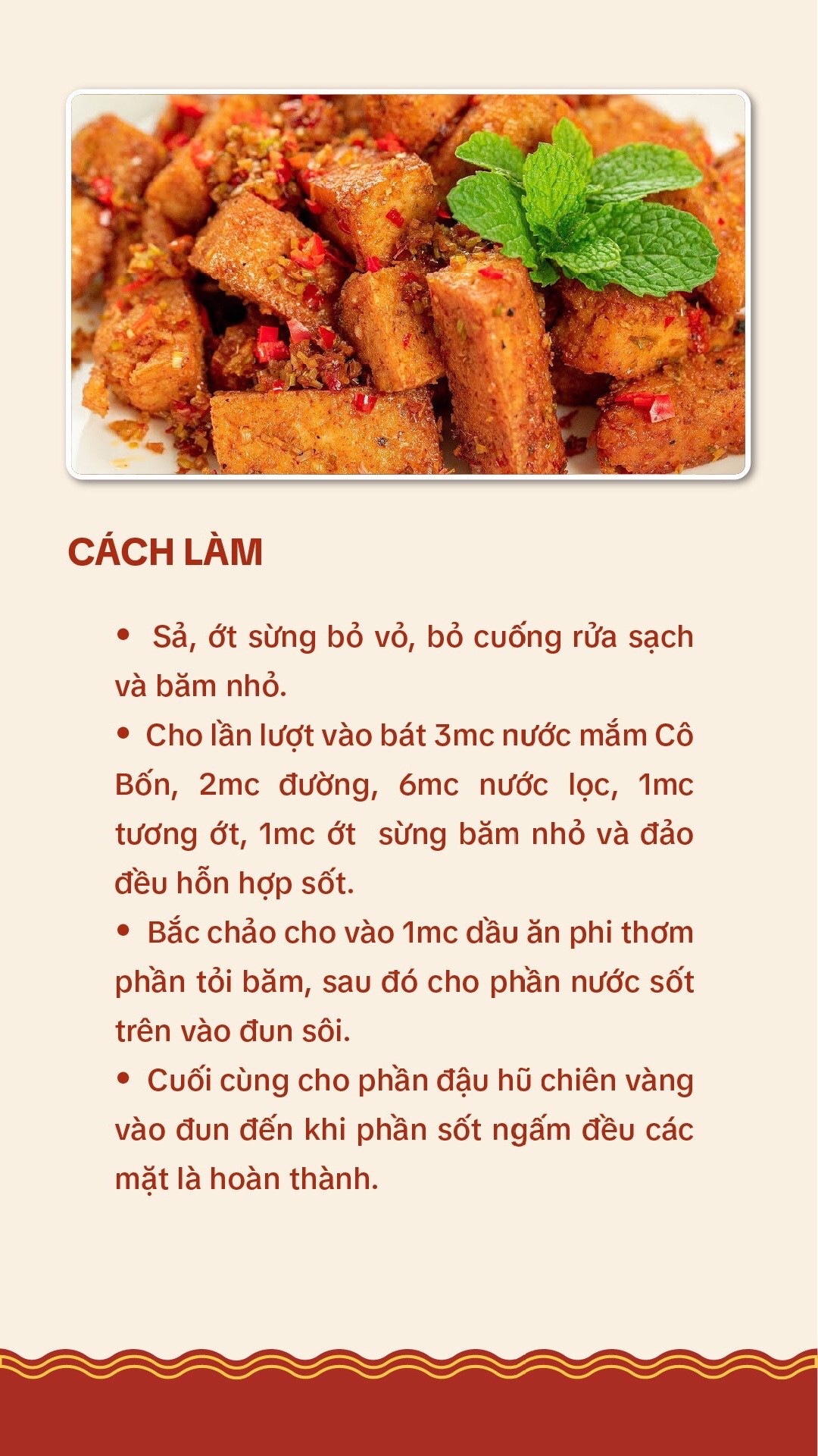 Công thức sốt mắm tỏi sả ớt chiên đậu hũ bao dính