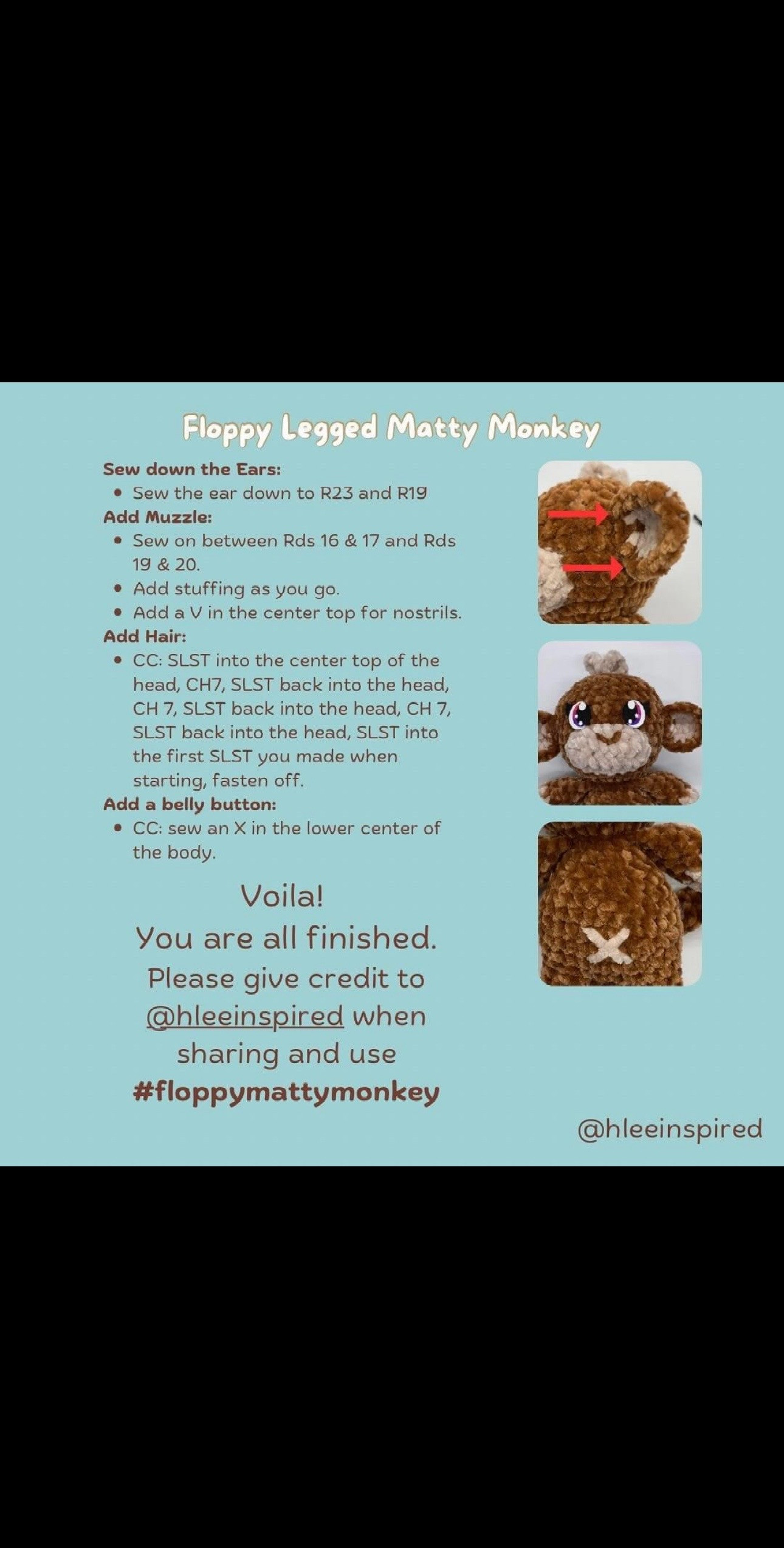 free pattern loppy legged matty monkey