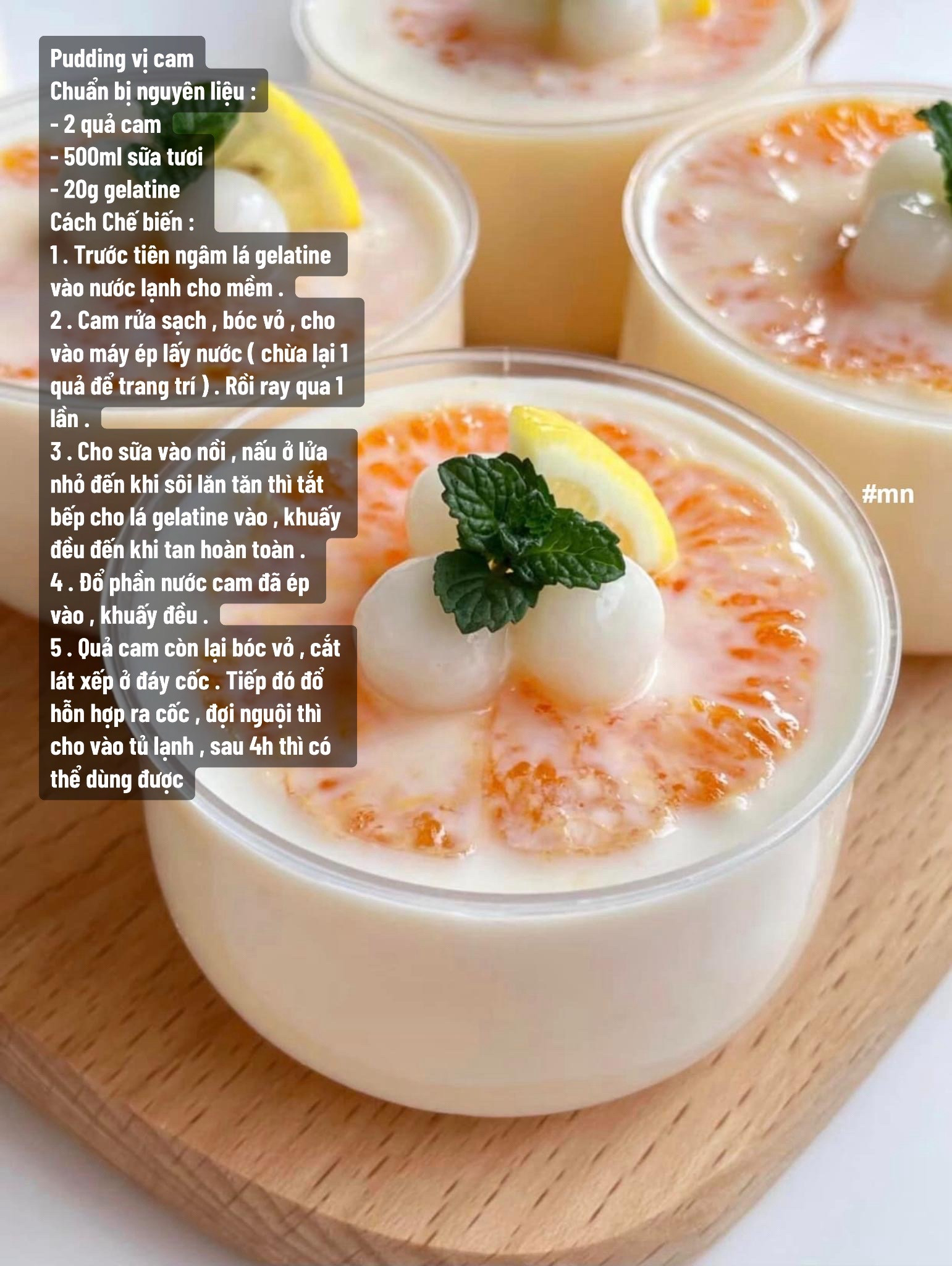 Hướng dẫn làm pudding 6 vị: Pudding vị xoài, pudding vị socola, pudding vị khoai lang, pudding vị cam, pudding vị trà xanh, pudding vị dâu.