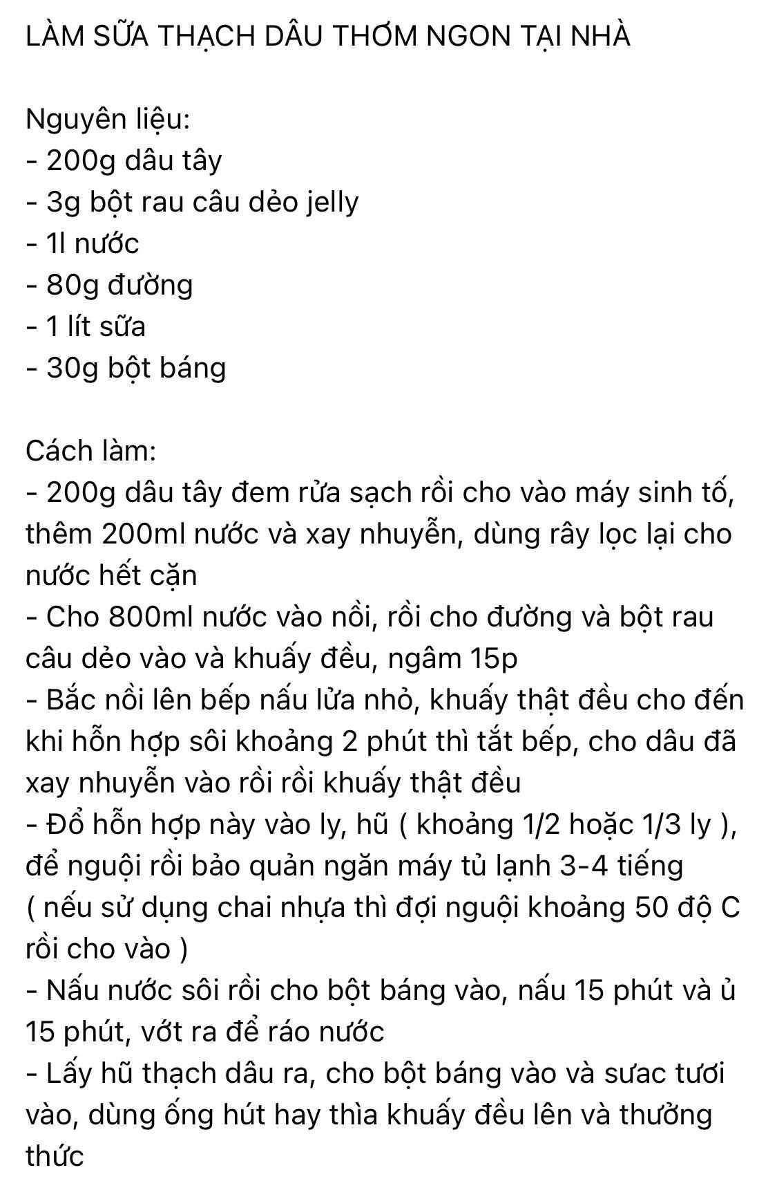 Hướng dẫn làm sữa thạch dâu thơm ngon tại nhà