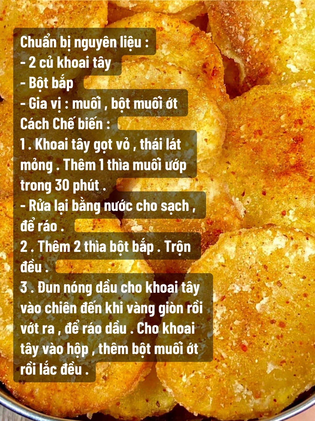 Khoai tây lắc muối ớt.