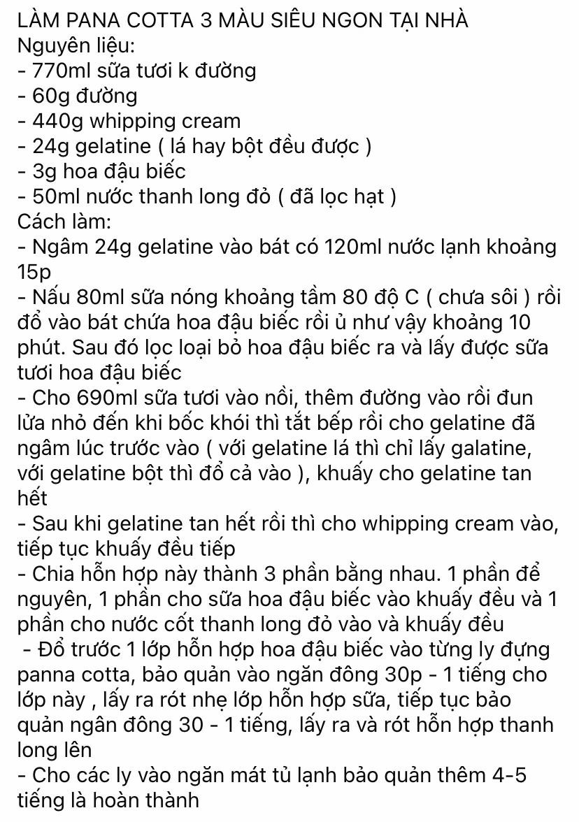 làm pana cotta 3 màu siêu ngon tại nhà