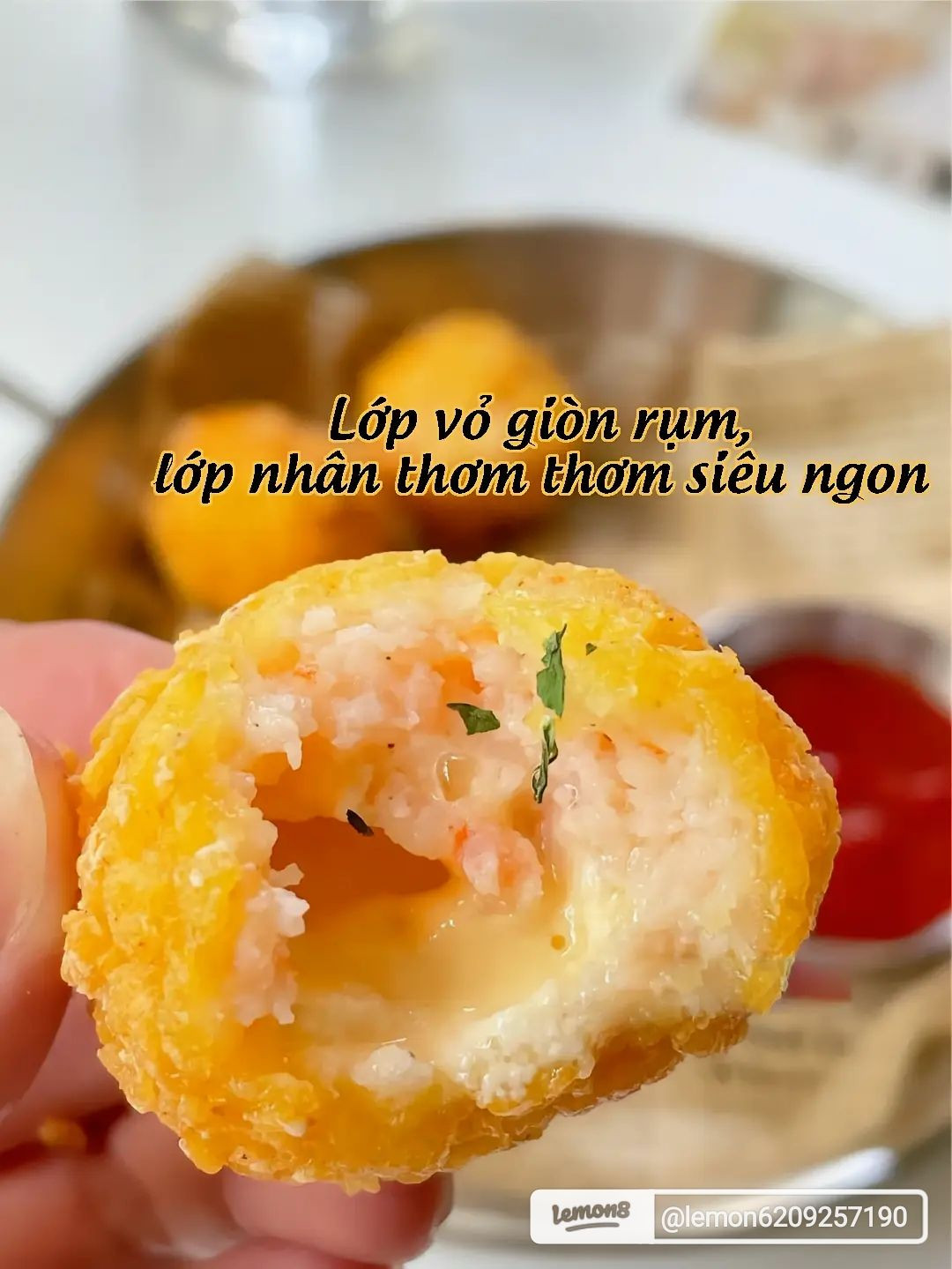 món tôm viên phô mai chiên giòn ngon ngất ngây