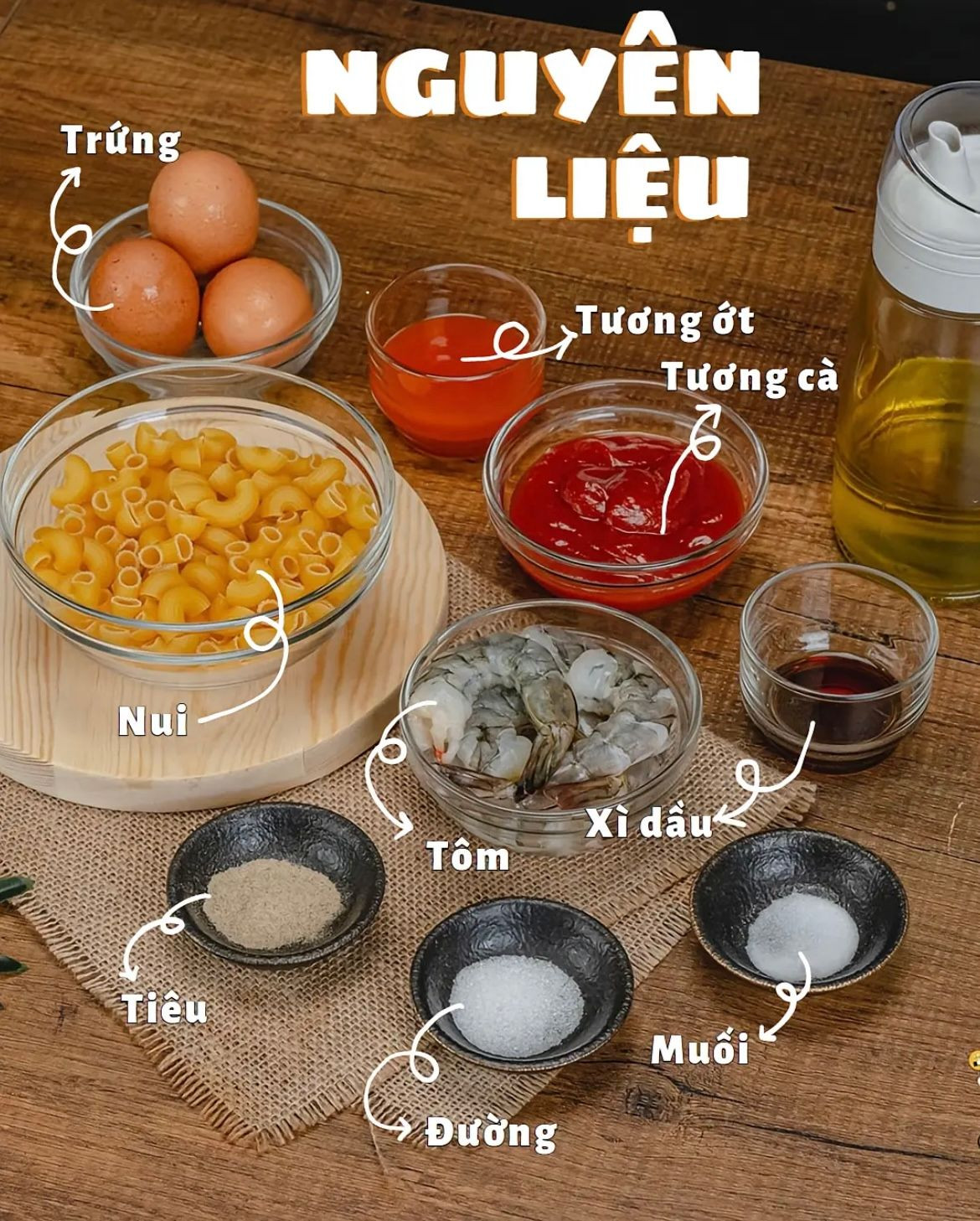 nui xào tôm trứng món ăn đơn giản dễ làm