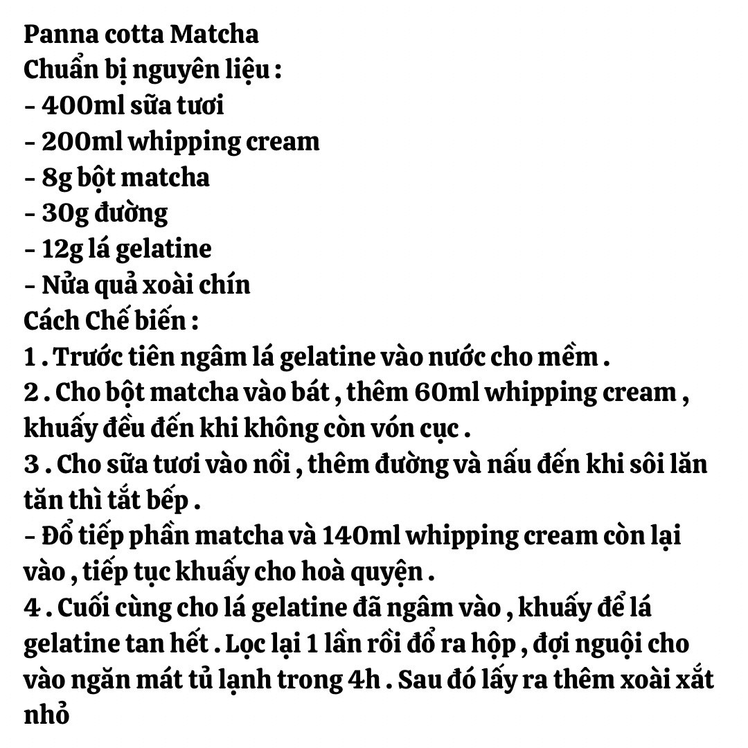 panna cotta hoa lài, panna cotta dừa, panna cotta matcha, panna cotta socola, panna cotta bí đỏ, panna cotta caramel