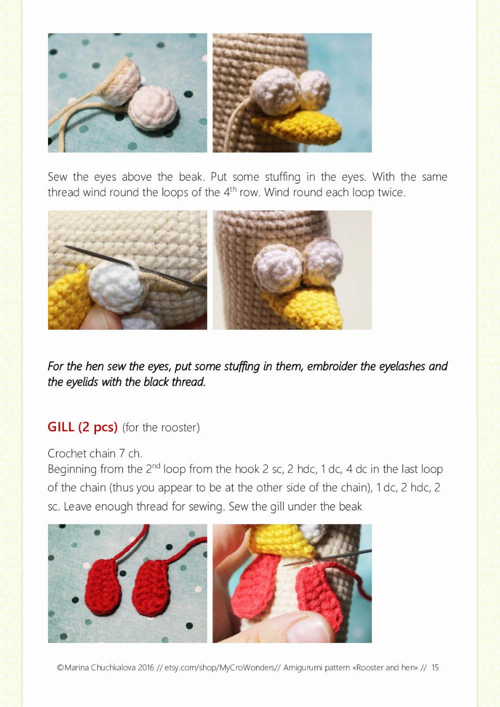 rooster and hen amigurumi pattern