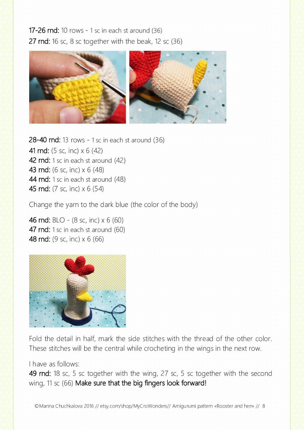 rooster and hen amigurumi pattern