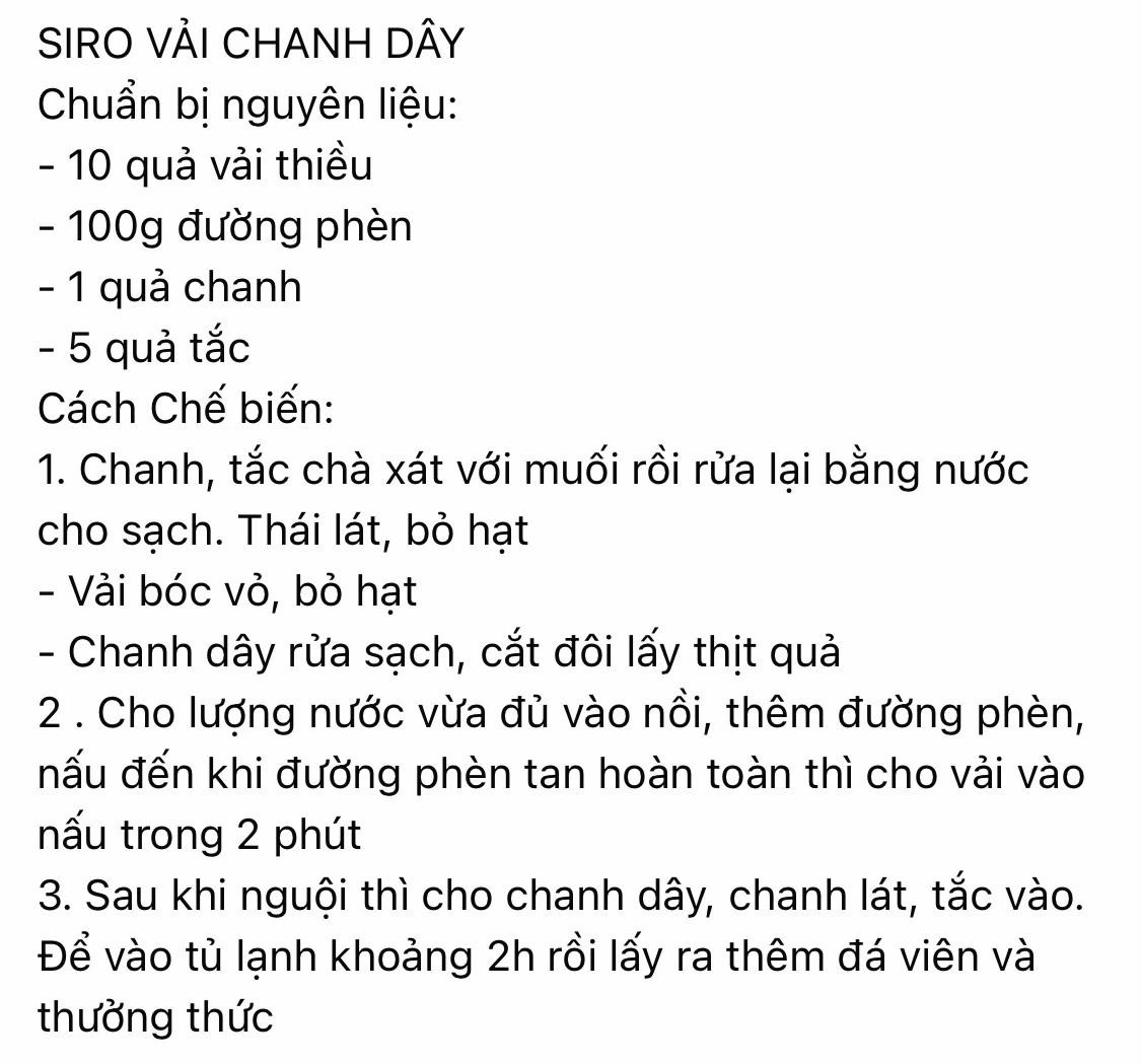 siro vải chanh dây giải khát mùa hè