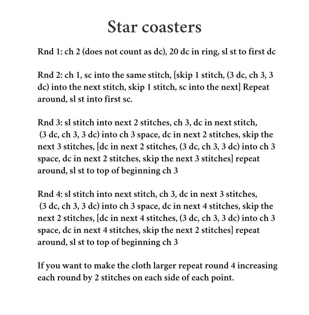 star coasters pattern