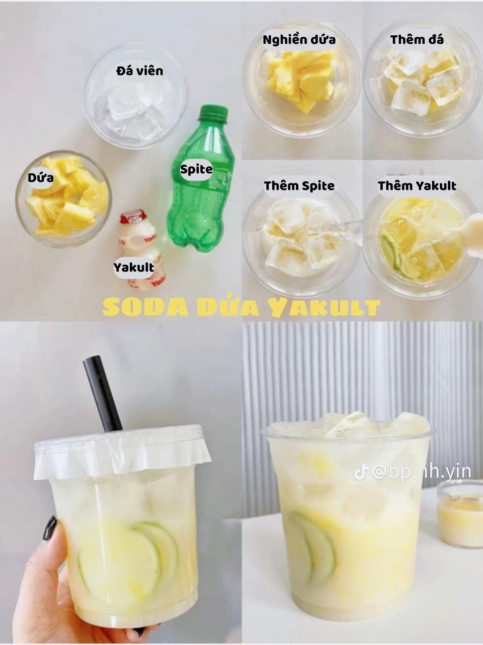 4 công thức đồ uống kết hợp yakult, soda chanh yakult, soda dừa yakult, soda dâu yakult, soda chanh dây