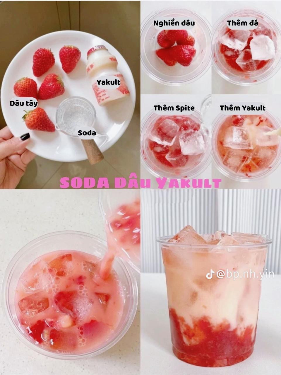 4 công thức đồ uống kết hợp yakult, soda chanh yakult, soda dừa yakult, soda dâu yakult, soda chanh dây