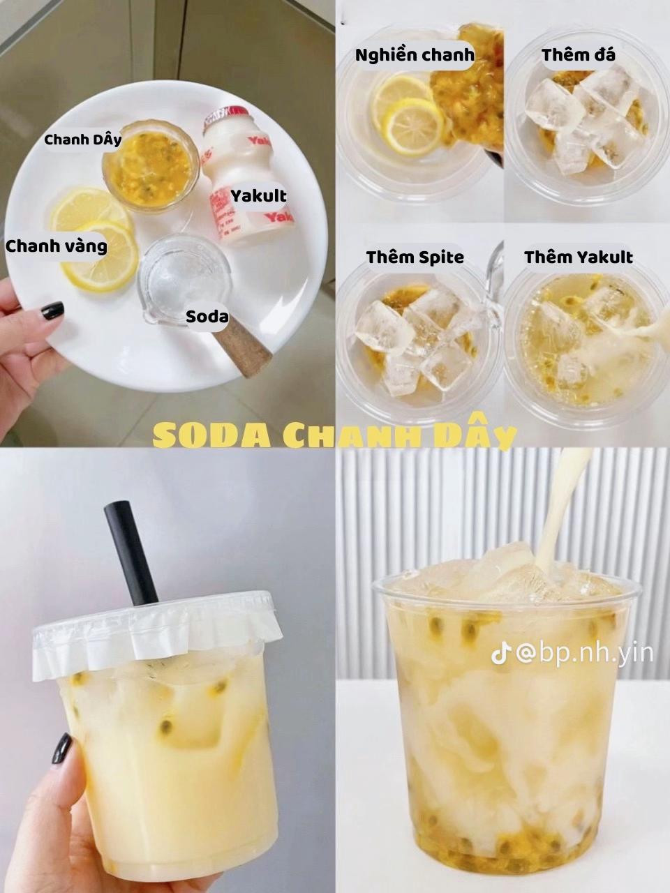 4 công thức đồ uống kết hợp yakult, soda chanh yakult, soda dừa yakult, soda dâu yakult, soda chanh dây