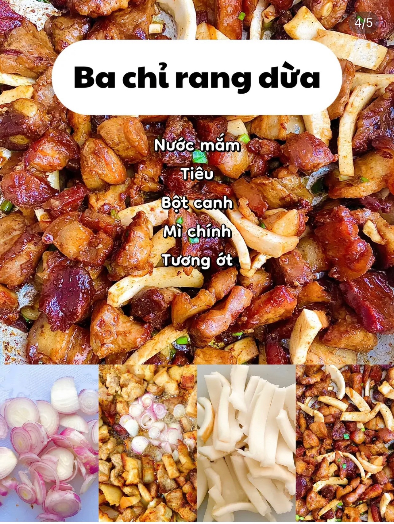 4 món hao cơm với thịt ba chỉ càng ăn càng mê: ba chỉ sốt cà chua, canh kim chi ba chỉ, ba chỉ rang dừa, ba chỉ rang riềng,