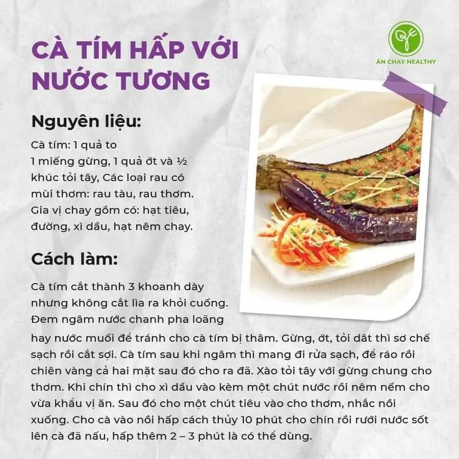 5 Cách Nấu Các Món Chay Từ Cà Tím Ngon, cà tím xào tỏi chay, cà tím hấp với nước tương, cà tím đem chiên giòn, cà tím nướng mỡ hành chay, cà tím xào chua ngọt