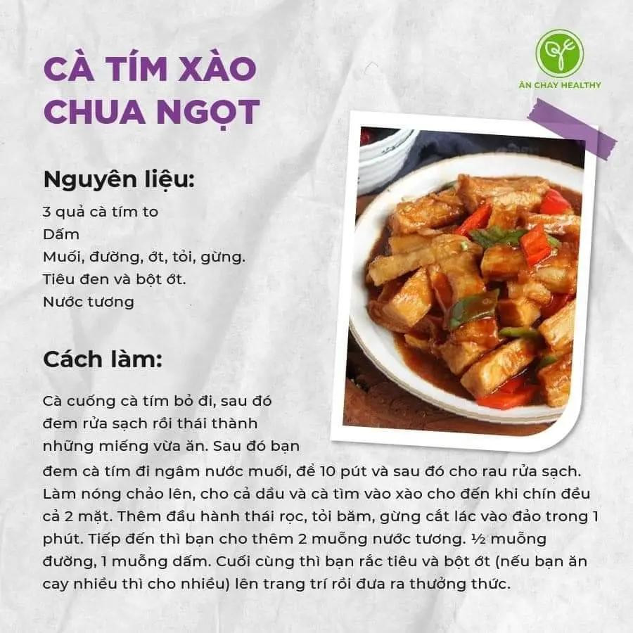 5 Cách Nấu Các Món Chay Từ Cà Tím Ngon, cà tím xào tỏi chay, cà tím hấp với nước tương, cà tím đem chiên giòn, cà tím nướng mỡ hành chay, cà tím xào chua ngọt