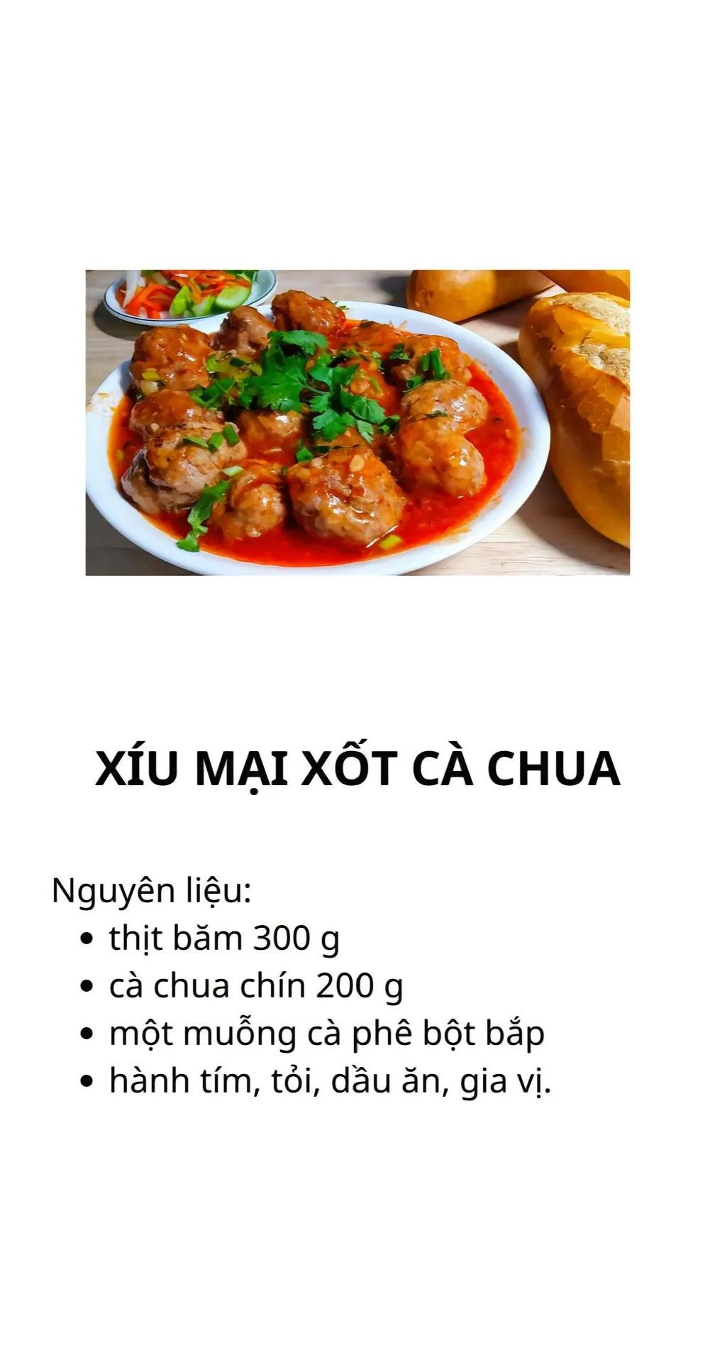 5 công thức món ngon chế biến từ thịt heo: xíu mại xốt cà chua, đậu hũ dòn thịt, giò heo kho sả ớt, sườn nướng mật ong, chả trứng,