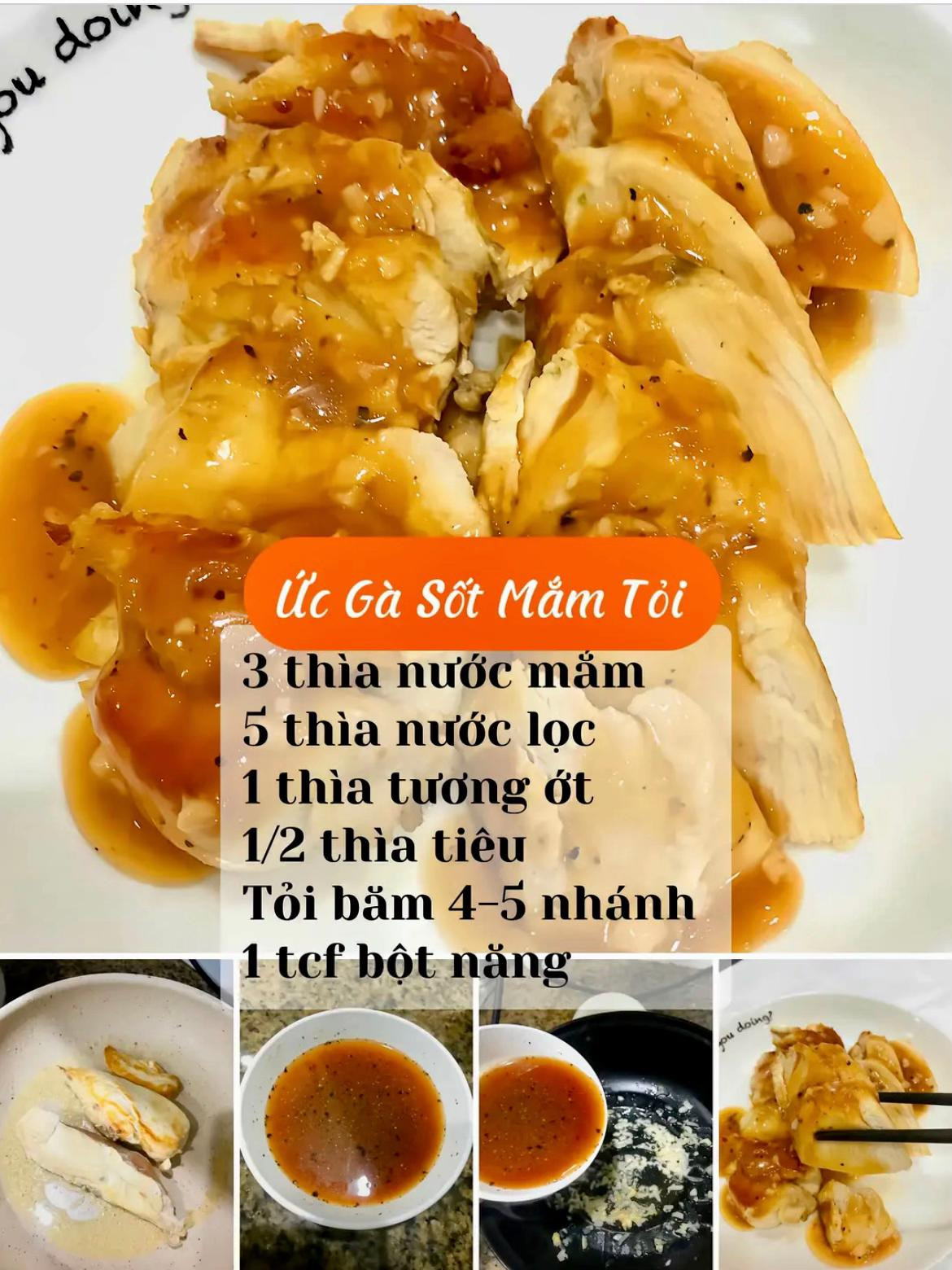 6 công thức sốt ức gà: ức gà sốt bơ bắp, ức gà sốt gochujang, ức gà sốt chua ngọt, ức gà sốt mắm tỏi, ức gà sốt tiêu đen, ức gà sốt teriyaki