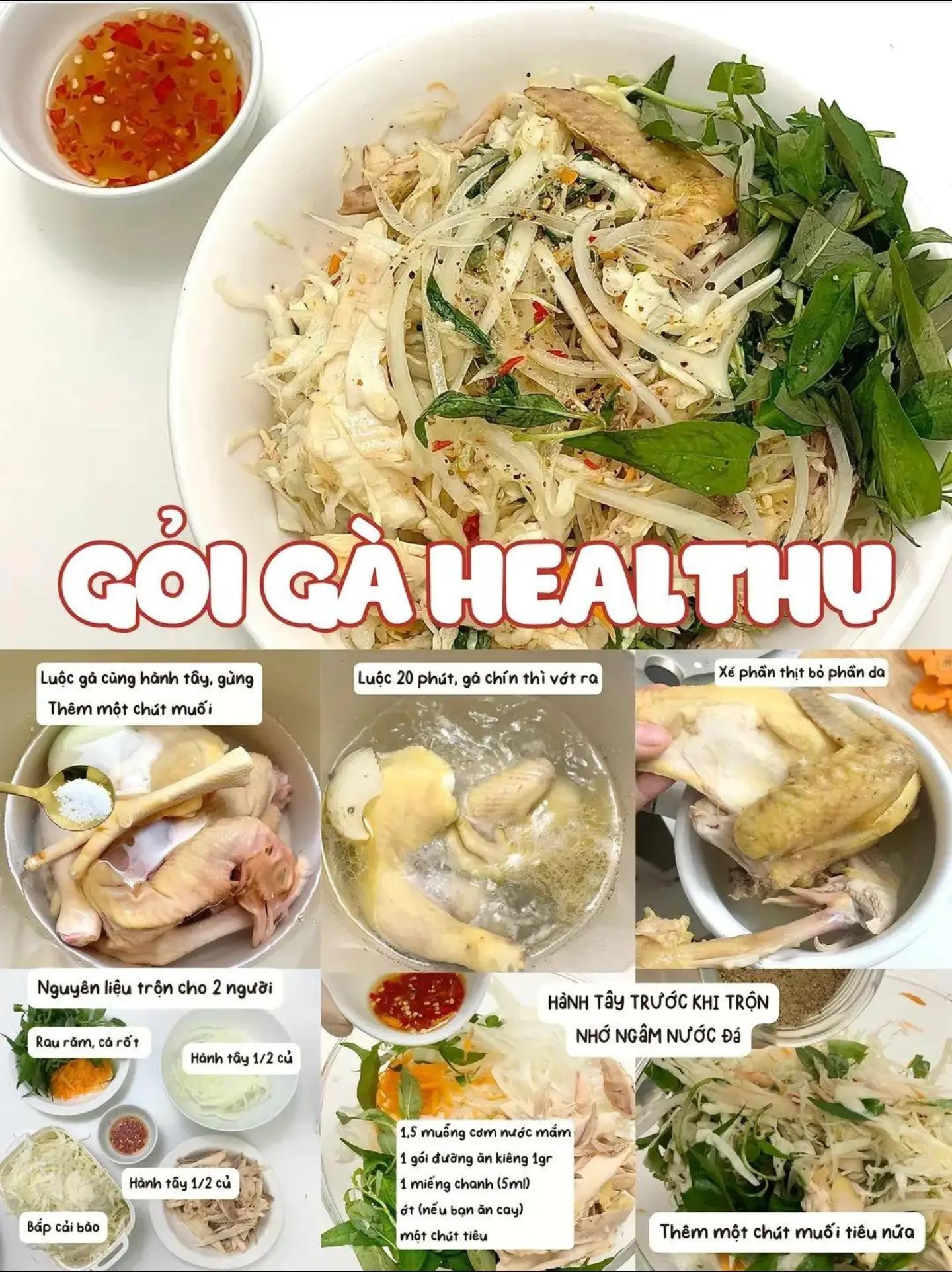 6 gợi ý món ngon từ gà cho team lười chân gà xốc mắm tỏi, gỏi gà healthy, cơm gà sốt mắm tỏi healthy, salad ức gà nướng, gà sốt xí muội, chân gà tiềm thuốc bắc