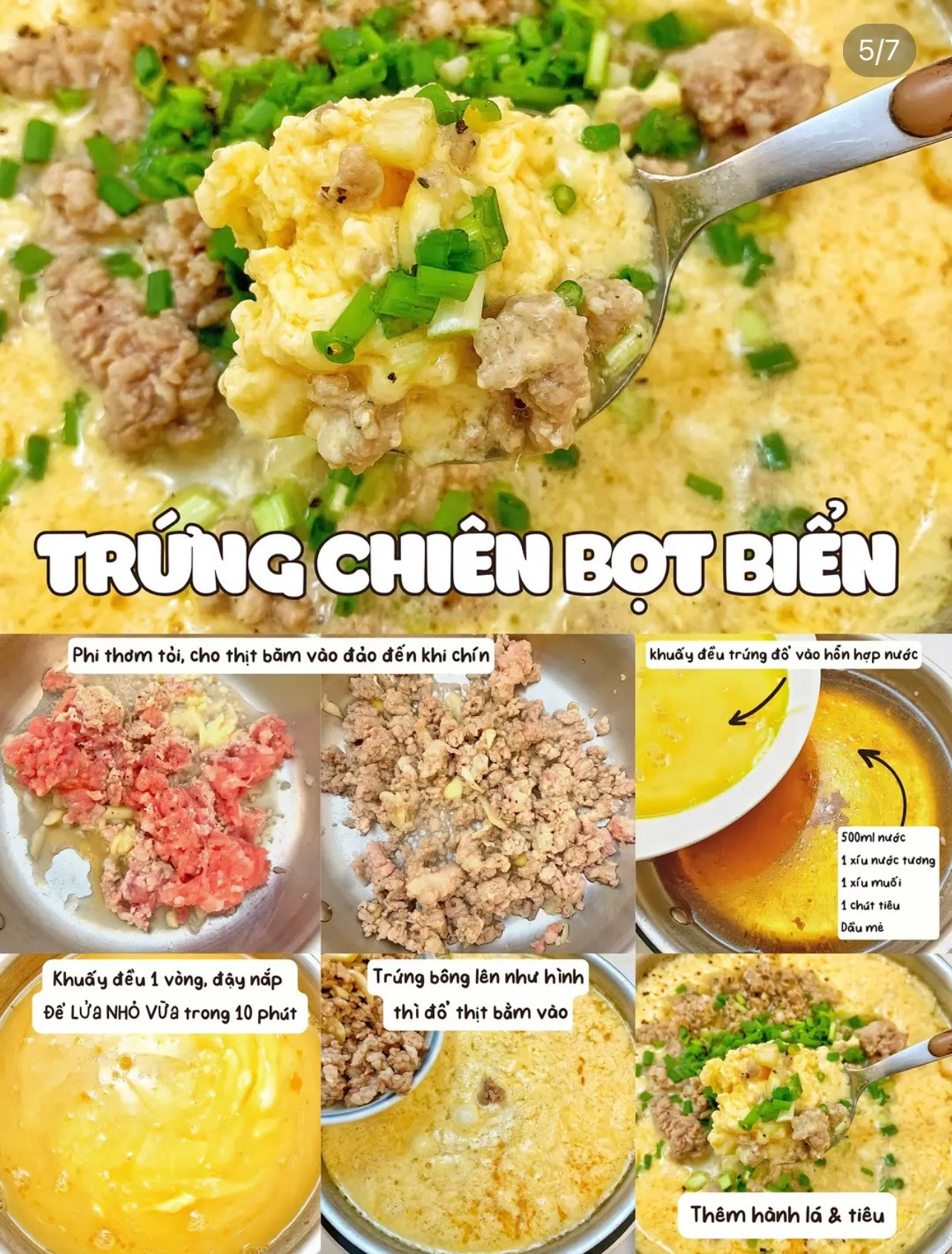 6 gợi ý món ngon từ trứng dễ làm siêu hao cơm, trứng lòng đào ngâm tương, trứng sốt tương tỏi, trứng sốt cà chua, trứng chiên bọt biển, canh mây bồng bềnh, trứng chiên béo mềm.