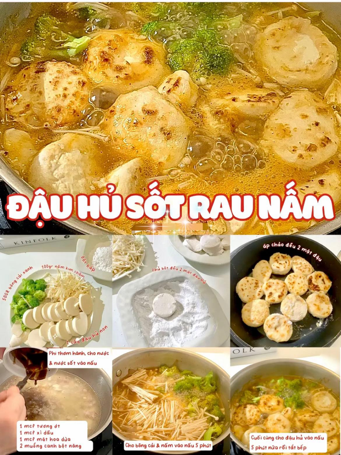 6 món đậu hủ non siêu ngon, chế biến nhanh. đậu hủ cuộn rong biển, đậu hủ sốt rau nấm, đậu hủ sốt tứ xuyên, đậu hủ non hấp tương, đậu hủ non sốt teriyaki rau củ, canh đậu hủ non rong biển