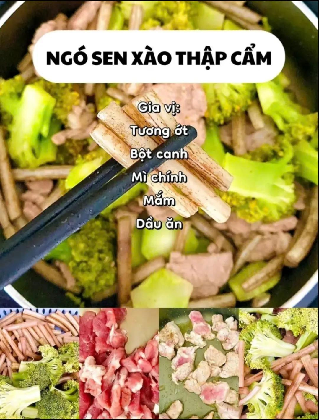 6 món xào vừa ngon vừa dễ, bò xào rau củ, đậu phụ sốt trứng, gà xào sả ớt, ngó sen xào thập cẩm, bò lúc lắc.