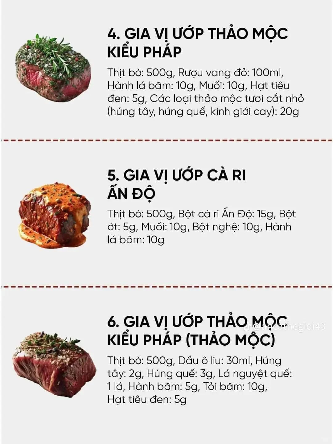 9 công thức ướp thịt bò.