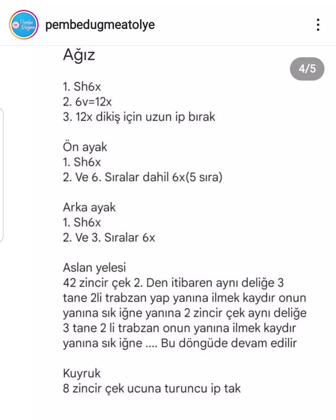 Aslan anahtarlık tığ işi modeli