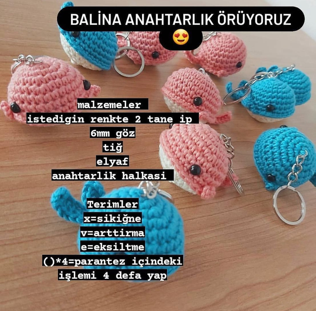 Balina anahtarlık tığ işi modeli