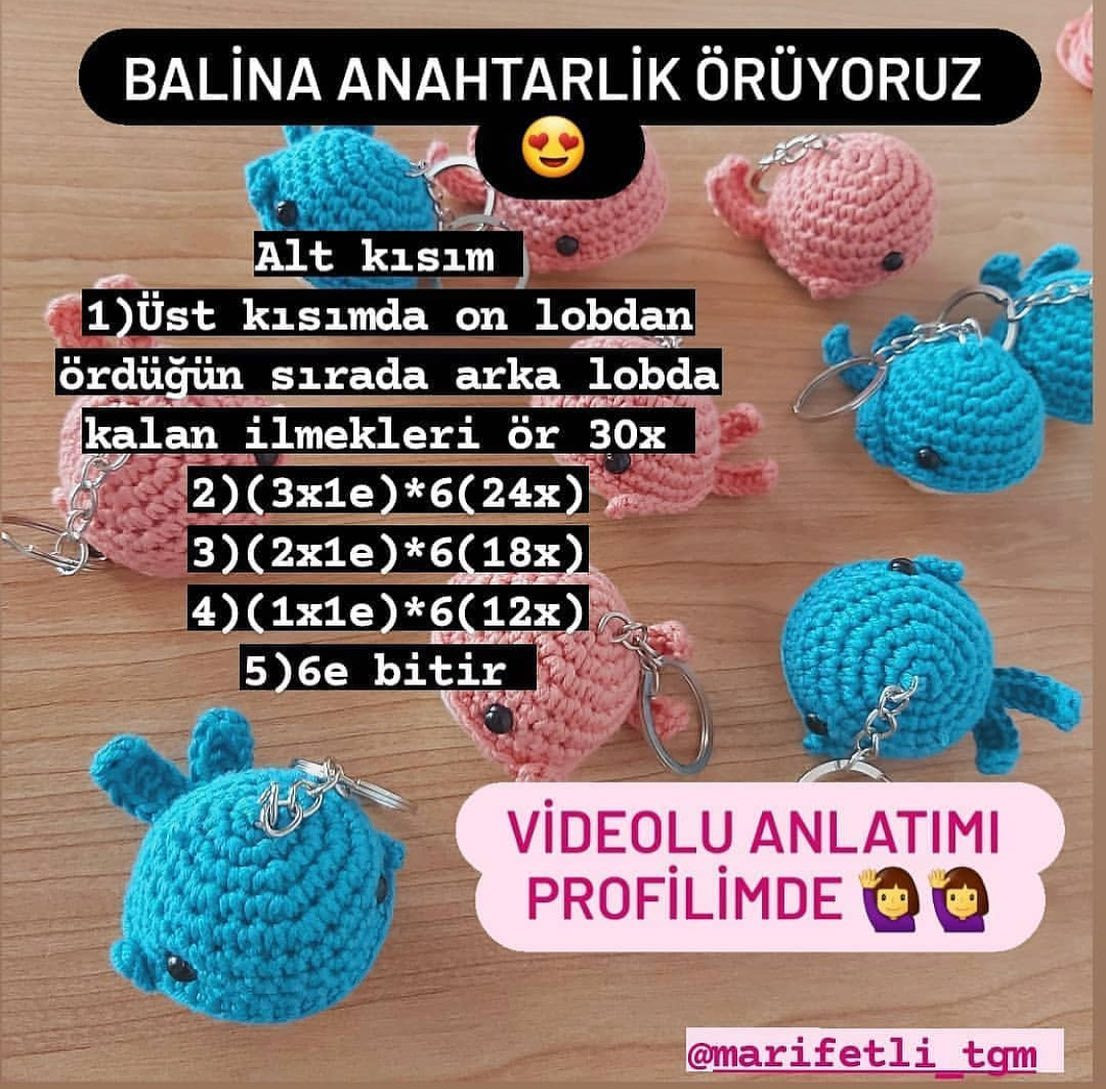 Balina anahtarlık tığ işi modeli