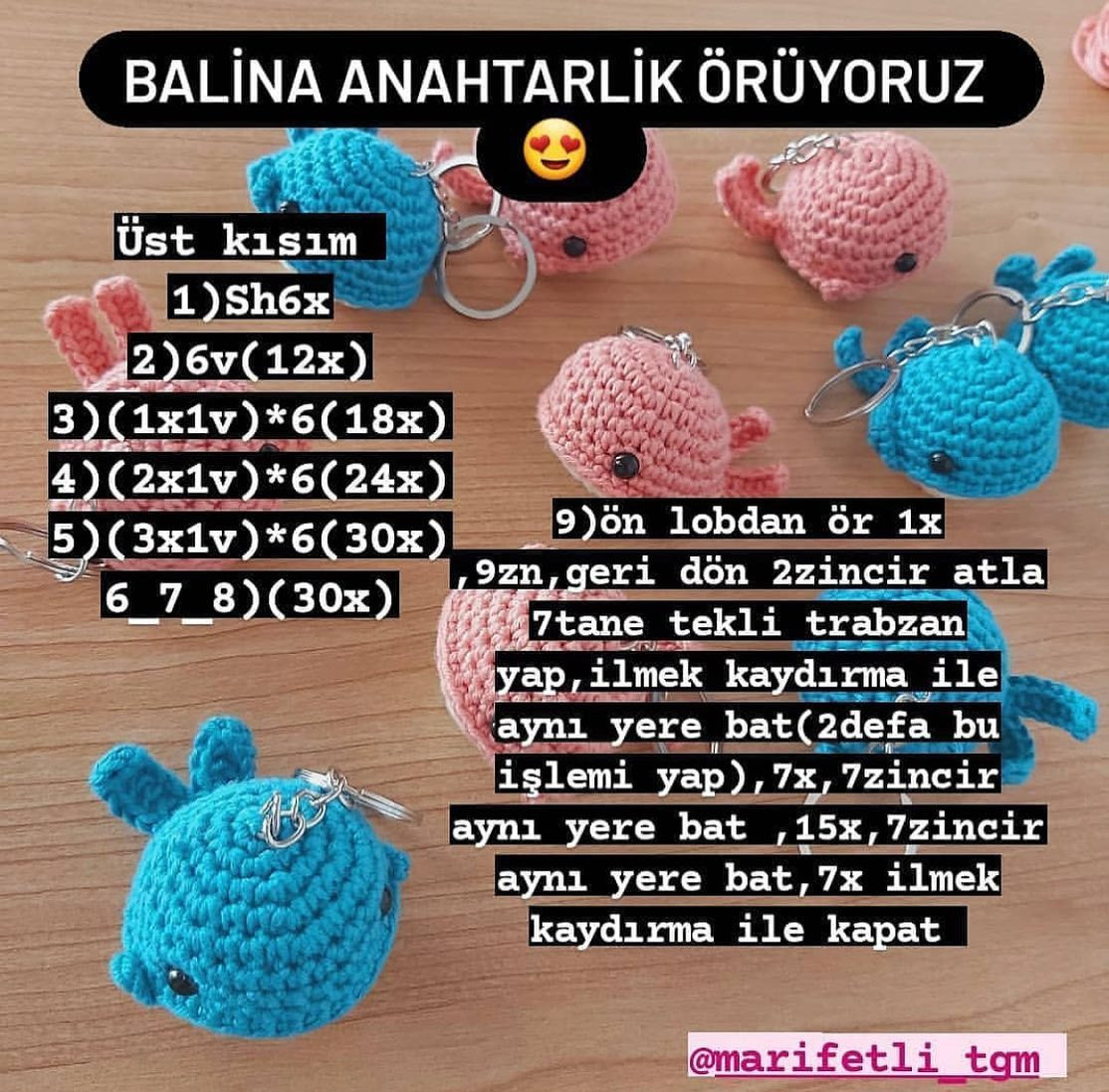 Balina anahtarlık tığ işi modeli