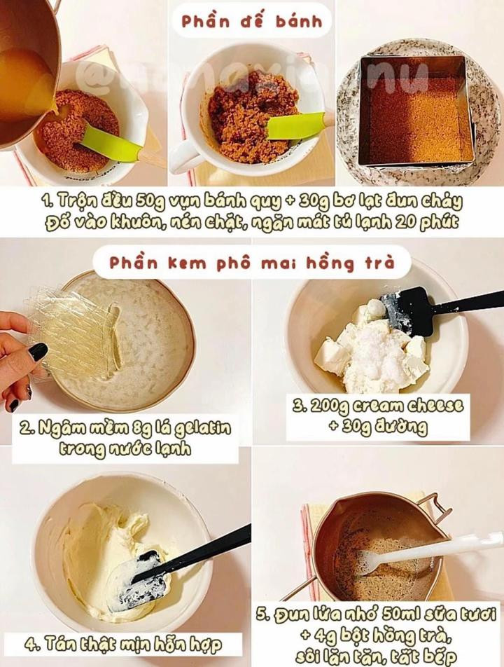 bánh cheesecake hồng trà sữa