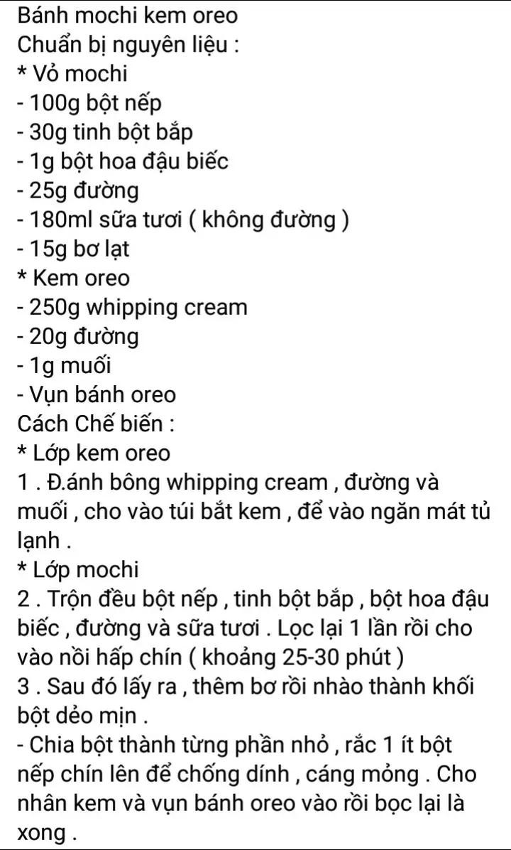 bánh mochi socola, bánh mochi kem trà xanh, bánh mochi chà bông, bánh mochi kem dâu, bánh mochi kem bạc hà, bánh mochi kem oreo